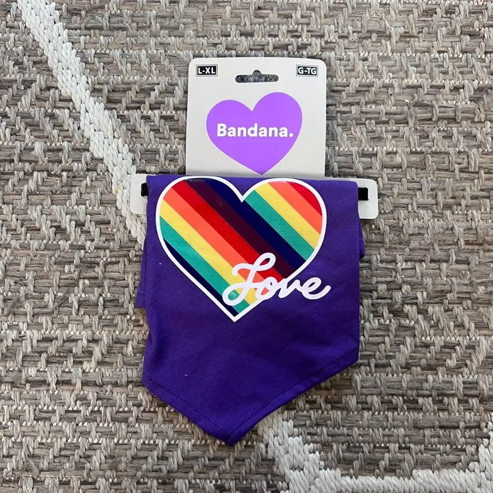 Rainbow Heart Pet Bandana Sz L-XL